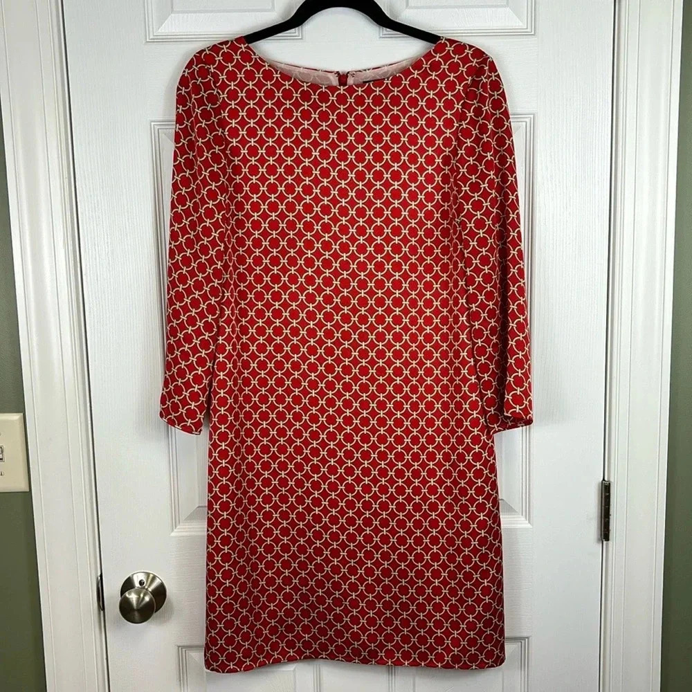 Brooks Brothers red and white nautical long sleeve dress sz 4